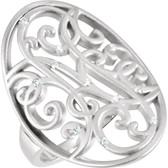 Sterling Silver .06 CTW Diamond Scroll Bead Blast Ring Size 7