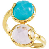 18kt Yellow Vermeil Amethyst & Turquoise Ring Size 8