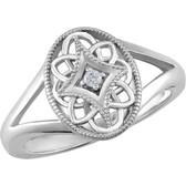 Sterling Silver .025 CTW Diamond Ring Size 6