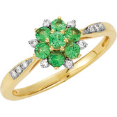 Tsavorite Garnet & Diamond Accented Floral Ring