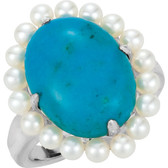 Chinese Turquoise & Freshwater Cultured Seed Pearl Ring