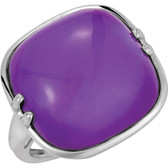 Cabochon Dyed Purple Mother of Pearl with White Quartz Top Ring