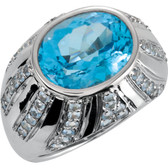 Sterling Silver Oval Swiss Blue Topaz & Aquamarine Ring