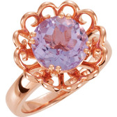 Sterling Silver with Rose Gold Plating Yellow Quartz Floral Design Ring