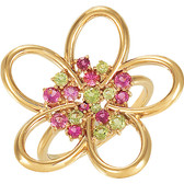 14kt White Peridot & Pink Tourmaline Floral Ring