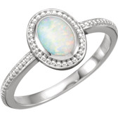 14kt White Opal Beaded Design Ring