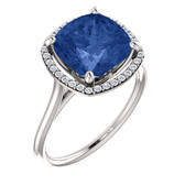 14kt White Blue Sapphire & 1/6 CTW Diamond Ring