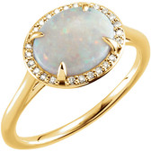 14kt Yellow Opal & .06 CTW Diamond Ring
