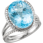 14kt White Swiss Blue Topaz & 1/2 CTW Diamond Spiral Ring