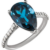 14kt White London Blue Topaz & 1/4 CTW Diamond Ring