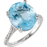 14kt White Sky Blue Topaz & 1/4 CTW Diamond Ring