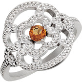 Sterling Silver Citrine Granulated Design Ring