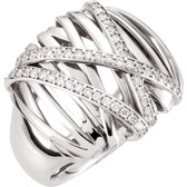 14kt White 1/2 CTW Diamond Nest Design Ring