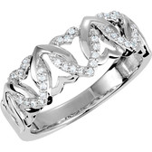 Sterling Silver 1/8 CTW Diamond Heart Design Ring Size 5
