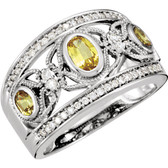14kt White Canary Yellow Sapphire & 1/4 CTW Diamond Ring