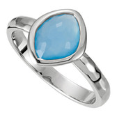 Sterling Silver 10x8x5mm Blue Chalcedony Ring Size 6