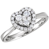 14kt White 3/8 CTW Diamond Heart Ring