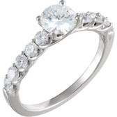 Charles & Colvard Moissanite® & Diamond 4-Prong Engagement Ring or Band