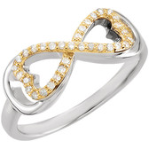 Sterling Silver with Gold Plated Center 1/8 CTW Diamond Ring