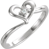 Sterling Silver Rhodium Plated .02 CTW Diamond Heart Ring