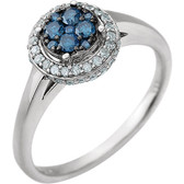 14kt White 1/2 CTW Blue & White Diamond Ring