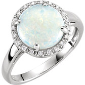 14kt White Opal & .07 CTW Diamond Ring