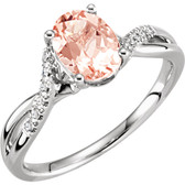 14kt White Morganite & .06 CTW Diamond Ring