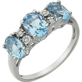14kt White 7x5mm Sky Blue Topaz & .02 CTW Diamond Ring