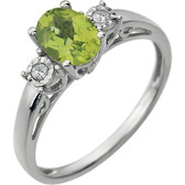 14kt White Peridot & .04 CTW Diamond Ring