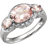 14kt White Morganite & 1/10 CTW Diamond Ring