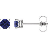 14kt White 4mm Round Purple Tanzanite Earrings