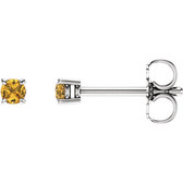 14kt White 2.5mm Round Yellow Sapphire Earrings