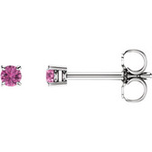 14kt White 2.5mm Round Pink Sapphire Earrings
