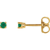 14kt Yellow 2.5mm Round Emerald Earrings