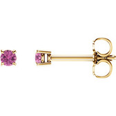 14kt Yellow 2.5mm Round Pink Sapphire Earrings
