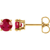 14kt Yellow 5mm Round Ruby Earrings