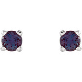 14kt White 2.5mm Round Chatham® Created Alexandrite Earrings