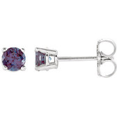 14kt White 4mm Round Chatham® Created Alexandrite Earrings