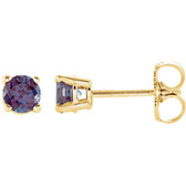 14kt Yellow 4mm Round Chatham® Created Alexandrite Earrings