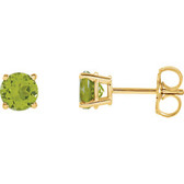 14kt Yellow 5mm Round Peridot Earrings