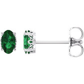14kt White Chatham® Created Emerald Earrings
