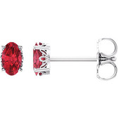 14kt White Chatham® Created Ruby Earrings