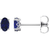 14kt White Chatham® Created Blue Sapphire Earrings