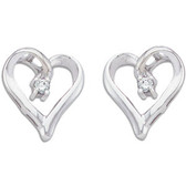 14kt Yellow .04 CTW Diamond Heart Earrings