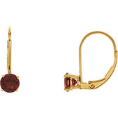 Mozambique Garnet Round 4-Prong Lever Back Earrings