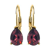 Rhodolite Garnet Pear 3-Prong V-End Lever Back Earrings