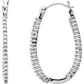 14kt Whie 1 CTW Diamond Inside/Outside Hoop Earrings