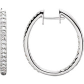 14kt White 3/4 CTW Diamond Hinged Inside/Outside Hoop Earrings