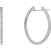 14kt White 1/2 CTW Diamond Hoop Earrings