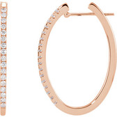 14kt Rose 1/2 CTW Diamond Hoop Earrings